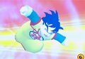 Gohan flying at Raditz