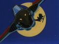 Goku kicks Shu and Mai's plane