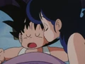 Launch (good) kisses Goku before she goes to bed