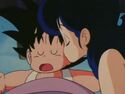 Launch (good) kisses Goku before she goes to bed