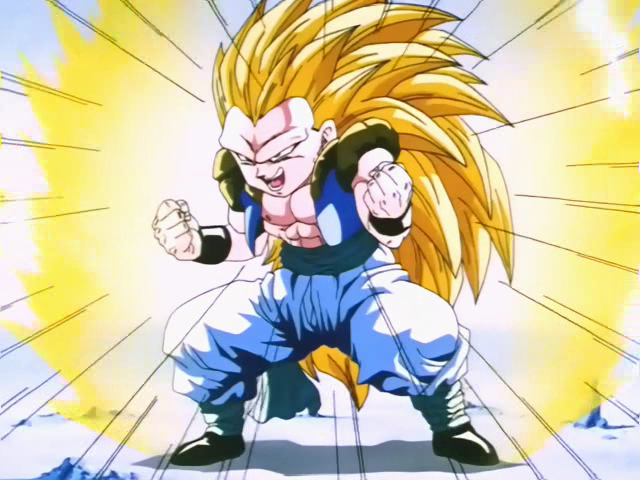 A primeira versão do Goku transformado em Super Saiyajin 3