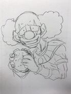 Toyotaro draws Belmod eating a hamburger