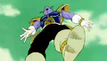 Cui's body is knocked into the air by Vegeta