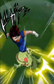 Vegito knees the opponent down