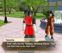 Yamcha reveals to the Future Warrior that Puar calls him their "badass friend" in Xenoverse 2