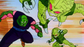 Piccolo fighting a group of Saibamen