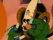 El lanzallamas del Robot Pirata, incorporado en su brazo