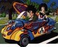 Gohan driving Videl's car (WJ #31, 1993)