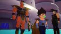 Bardock at attention as Kid Vegeta and Young Nappa march in Kakarot Bardock DLC