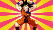 Goku using Saiyan Power after eating a senzu bean