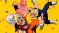 Super Buu slams Goku's and Vegeta's heads together