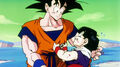 Goku with his first son on Namek