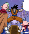 Galactic Patrolman Goku stopping the Macareni Siblings in the Dragon Ball Super manga