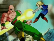 Future Android 18 uses a High-Pressure Energy Wave to kill Future Tien