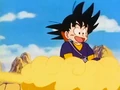 Goku flies back to meet his friends
