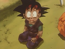 Goku Jr. covered in dirt on the side of the road
