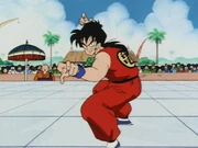 Yamcha gets ready to attack Hero