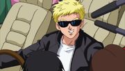 DBS Future Trunks Saga (Great Saiyaman Film sub-arc) Barry Kahn with Paparazzi (Episode 73 - Barry Kahn wearing Sunglasses while in his car)