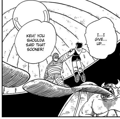 Yamcha surviving goku knocking him into the manga panel : r/Ningen