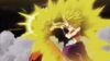 Caulifla fighting Goku in her Super Saiyan Third Grade form