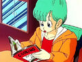 Bulma reading a book in "Goku's Traffic Safety"