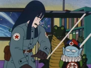 Pilaf threatens Mai to fix the Dragon Ball radar fast or she will get fed to his alligators