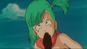 Bulma giggles about Yamcha's bashfulness