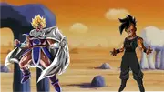 Uub meets up with Turles as an Super Saiyan.
