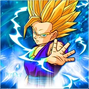 Gohan firing a very powerfull Kamehameha