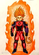 Super Saiyan Orange Ledas, a rage form existing above Super Saiyan Blue, drawn and colored by SuperTaiko1