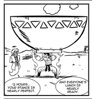 Yamcha trains to learn the advanced form of the True Wolf Fang Fist