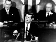 Kennedy Giving Moon Speech