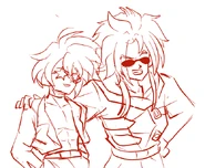 Dibujo de Noah y Setsuna con los trajes intercambiados