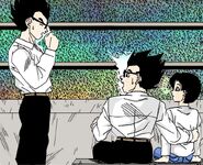 Gohan interrupting his counterpart with his REAL wife. Drawn by Gogeta Jr, Colored by Chibi Dam'z