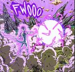 Freeza charging a blast towards Gokū