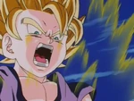 Гоку на мгновение превращается в Супер Сайяна 2 в бою с Мега Риллдом