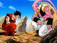 Super Buu and Gohan and Kayla on the ground