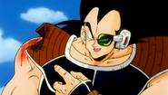 Raditz showing his injured shoulder