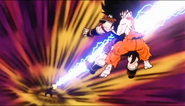 Raditz and Goku are pierced by the Special Beam Cannon