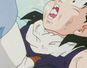 salt steps on gohan stomach makeing gohan spit