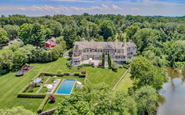 The front view pond and swimming pool with a spa of Jimmy's House