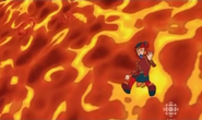 Sparkk falling off his dragon Ferno.