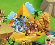 Sphynx Dragon with Mummy Dragon and Music Dragon in Egyptian Habitat