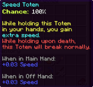 Speed Totem prize tooltip