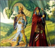 Raistlin & Caramon Dragons of Spring Dawning.jpg (464 КБ) Карамон, Рейстлин и дракон Циан