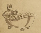 Callum reading a poem while taking a bath