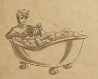 Callum reading a poem while taking a bath[37]