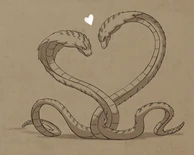 Two Soulfang Serpents affectionately wrapping around each other in a Sahara reference[23]