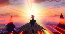 Astrid takes her blindfold off, looking at the Sun for the first time[4]