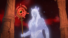 Aaravos claims the sun staff to confront Khessa